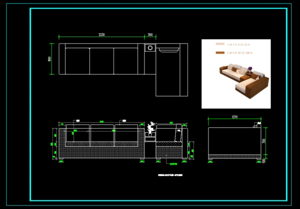 请问谁有沙发cad三视图 急求