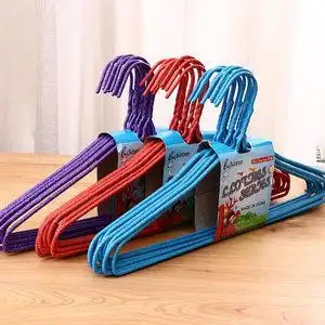 多色016十支装衣架晾衣架 生活用品铁质浸塑包皮晾晒衣架