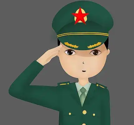 卡通军装敬礼军人