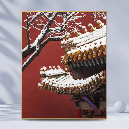 故宫雪景|数字油画diy手工填色填充治愈简约故宫唯美减压油彩挂画