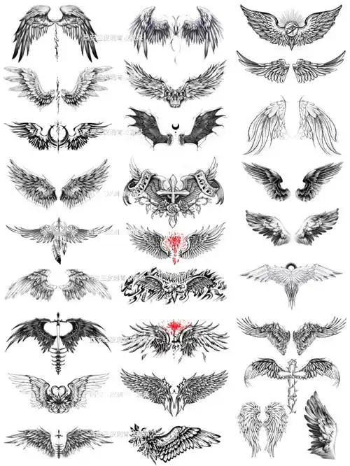 翅膀纹身图案手稿素材图片来自网络勿盗用