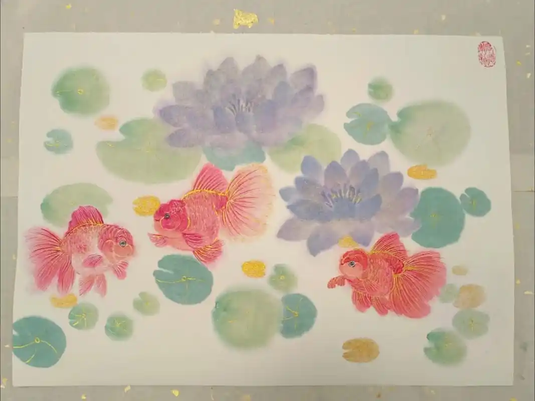 肥嘟嘟金闪闪的小金鱼~#国画 #一起学画画 #国风正当红 # - 抖音