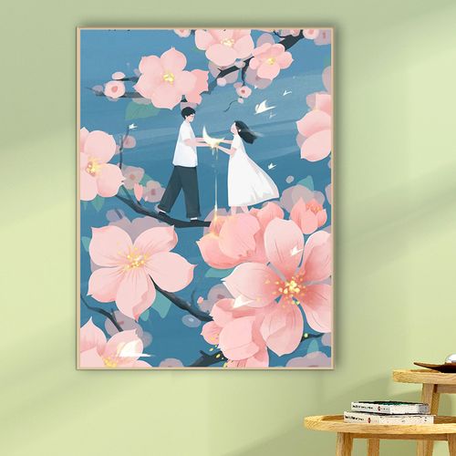 卡通情侣唯美礼物钻石画2022新款带框满钻装饰画挂画手工diy贴钻