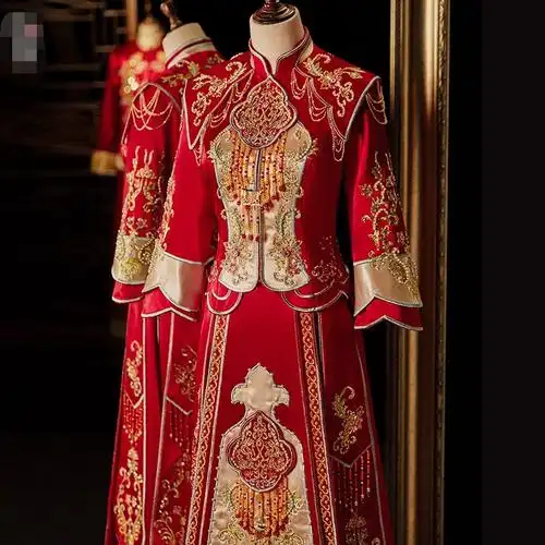 中式 嫁衣结婚礼服大摆显瘦秀和服女 重工秀禾服新娘服2021年新款 -