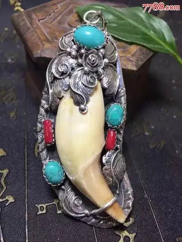 925银包熊牙吊坠