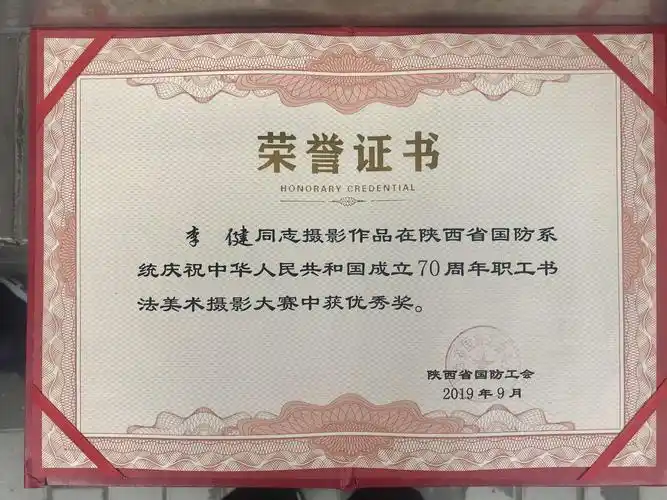 李健      获奖证书    行业类