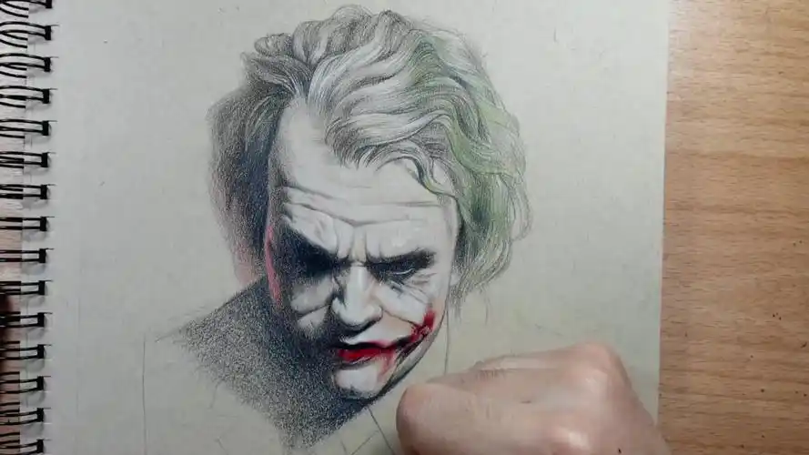 希斯莱杰小丑彩铅手绘