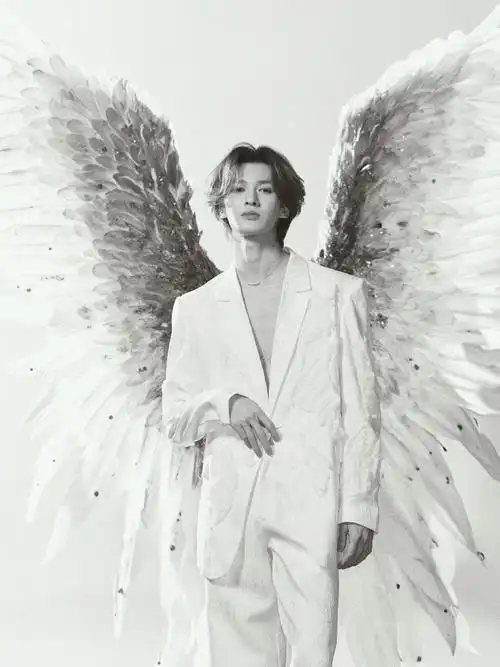 朱正廷天使翅膀造型#78#朱正廷演唱会背着巨型翅膀#  黑白视觉