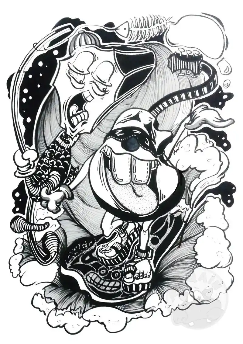 黑白装饰画插画创意速写