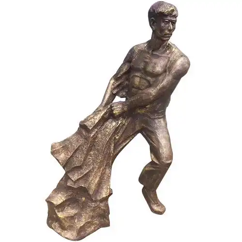 矿工铜像玻璃钢雕塑户外工人造型复古雕像仿铜户外