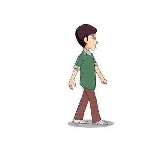 绿衬衫男士侧面走路动作卡通人物运动规律flash动画源文件