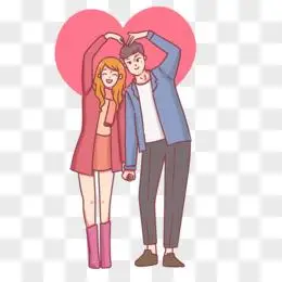 手绘情人节情侣比心元素