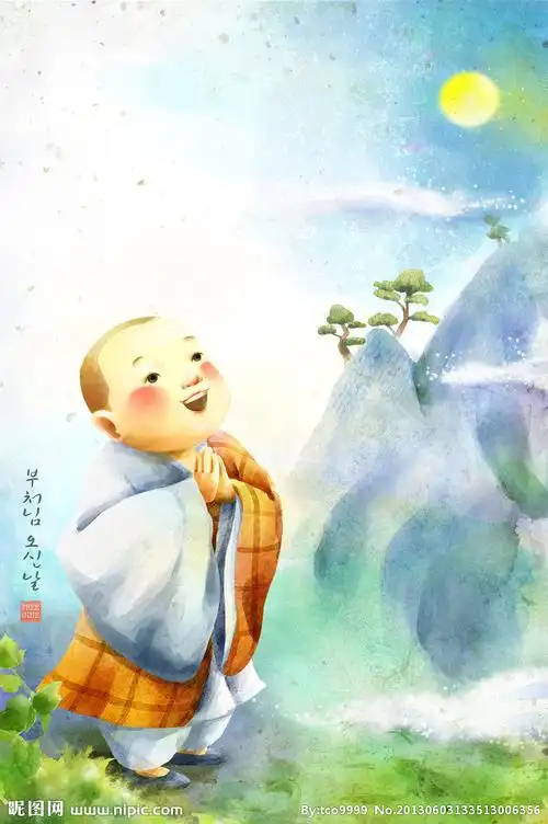 双手合十的小和尚图片