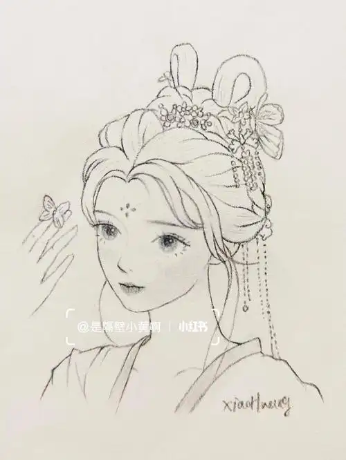 古风人物线稿含步骤