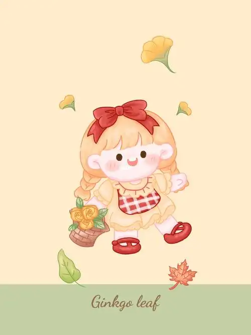 超可爱采花小女孩芝芝酱插画卡通头像壁纸