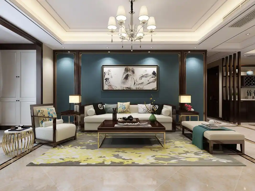 简约三居别墅小资80后白领新中式客厅装修效果图片_装修美图-新浪家居