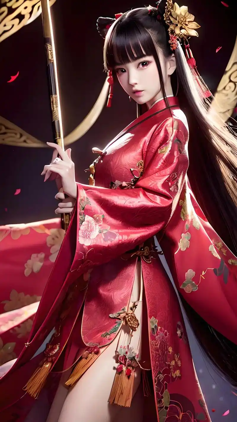 红色国风古装."红装,素手,秀发如云,静待佳缘,翘首以盼"# - 抖音