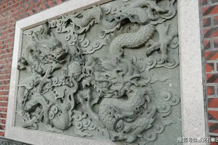 青石浮雕雕刻双龙戏珠寺庙浮雕壁画厂家
