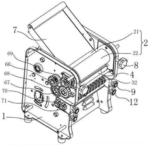 一种以蜗杆蜗轮为主要传动的电动压面机的制作方法