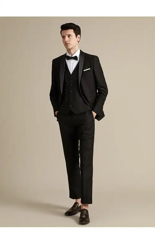 新郎西服套装男士晚礼服宴会主持人修身定制结婚西装男正装燕尾服