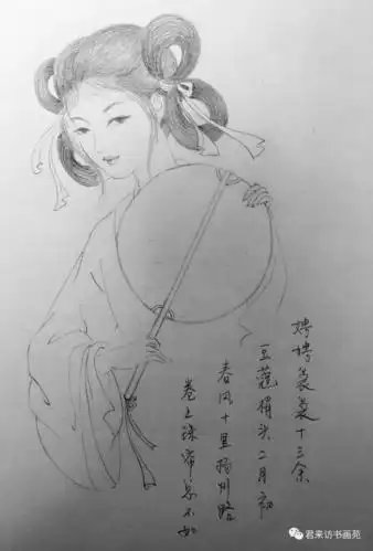 【线白描】一组白描仕女图 告诉你古风中最美的七夕