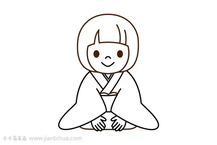 可爱的日本小女孩简笔画