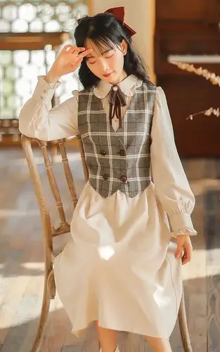 新款青少女春装少女装文艺学院风马甲连衣裙套装女装秋冬季2020年新款