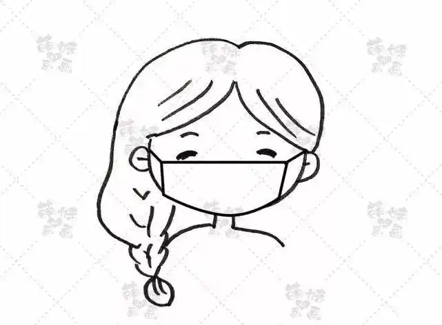 戴口罩的男孩女孩头像简笔画大家要记得戴口罩哦