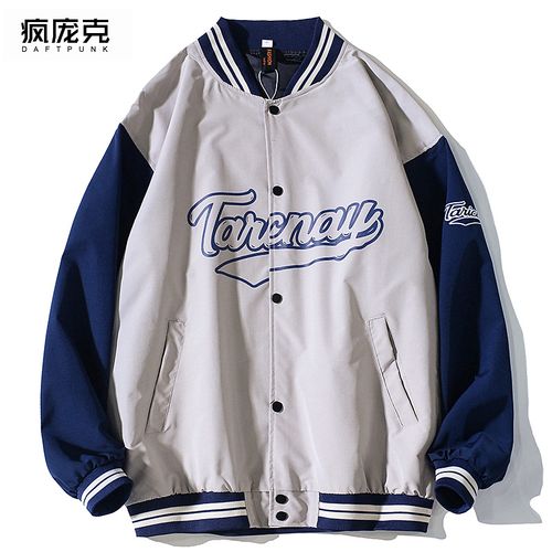 高街英文棒球服外套男女春秋潮牌宽松嘻哈情侣上衣休闲百搭夹克衫
