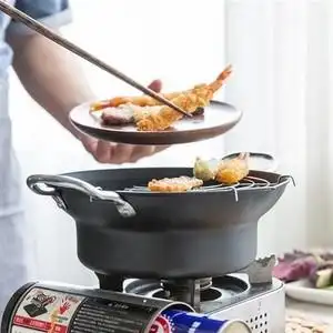 油炸锅超小油炸锅家用燃气天妇罗炸锅麦饭石油炸锅厨房烹饪锅新