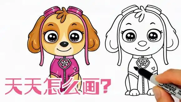 b>儿童简笔画,汪汪队 /b>天天怎么画?