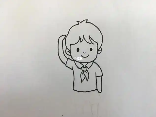向老师敬礼的小朋友简笔画