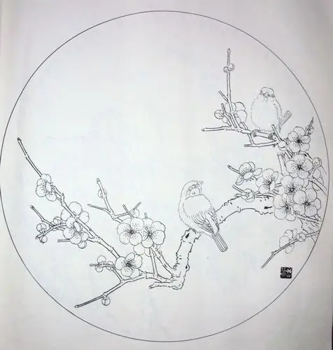 工笔画底稿--腊梅花报春图作业画定制收藏白描花鸟作品国画41