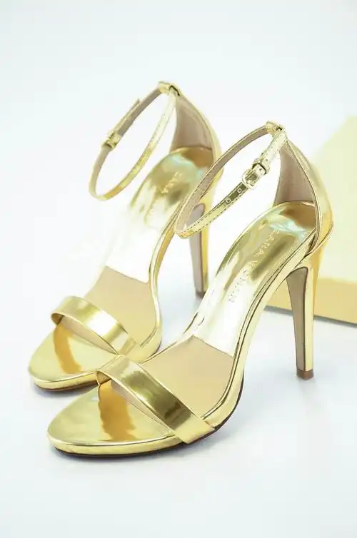 金色高跟性感凉鞋 银色美媛高跟鞋 细跟细带高跟女鞋 鞋子
