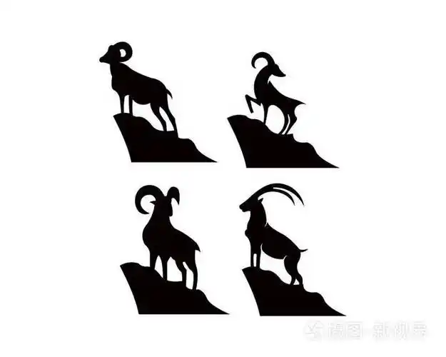 山哺乳动物山羊剪影动物