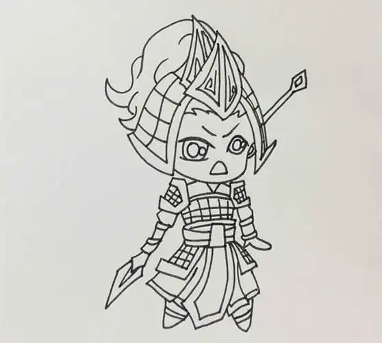 卡通版古代将军简笔画彩色画法步骤图片--简笔画大全