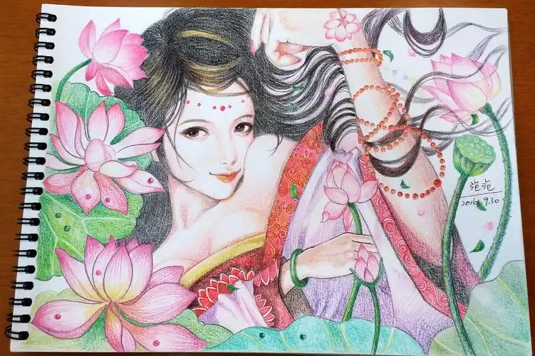 手绘彩铅古风美女10含步骤