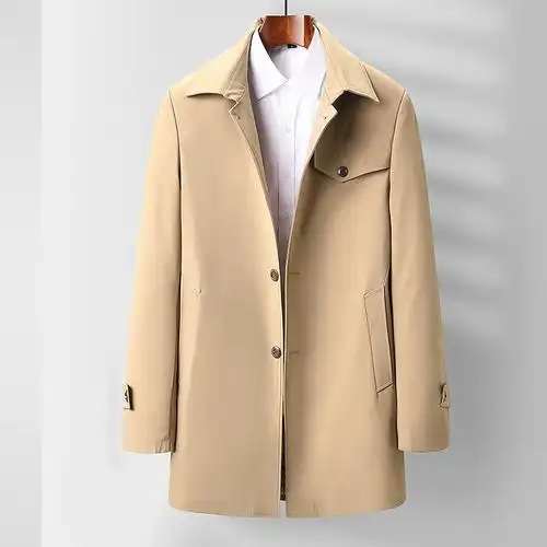 春秋风衣男中长款英伦商务休闲春秋潮流百搭中年爸爸风衣男士外套