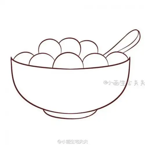 元宵汤圆简笔画可爱