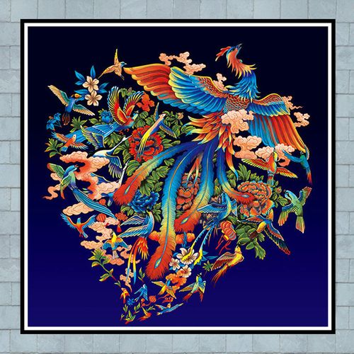 5d钻石画满钻新款百鸟朝凤图喜鹊凤凰卧室贴钻十字绣线绣小幅满绣