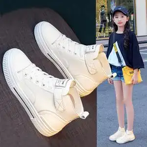 女童鞋春秋2022年新款百搭高帮儿童小白鞋女学生板鞋时尚休闲鞋潮