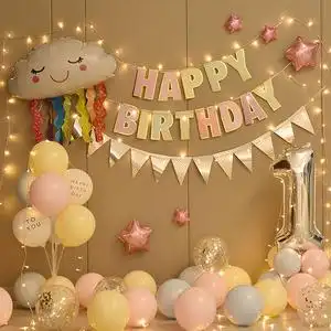 成都男宝宝周岁生日装饰气球背景墙女孩儿童派对布置场景用品