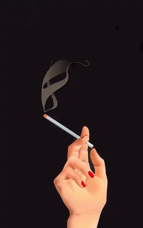 手拿点燃的香烟图片什么意思