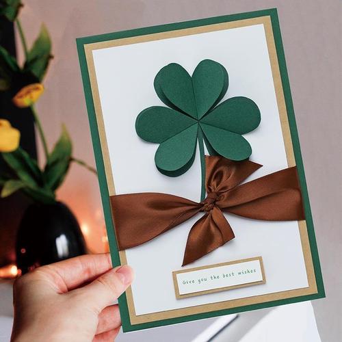 四叶草贺卡片同学生日送老师感谢创意礼物定制素雅高考毕业励志