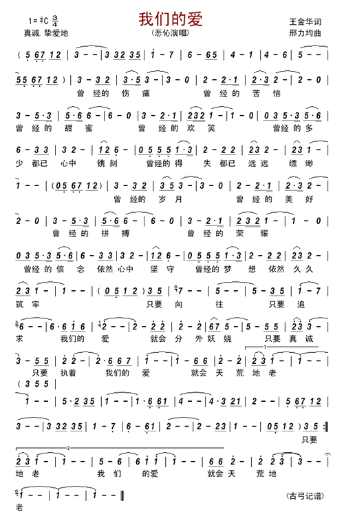 fkqyx记谱相关歌谱:[简谱]我们的爱情(演唱  郭  力)[简谱]是谁弄丢
