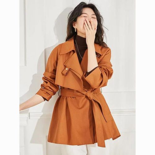 max秋冬新款风衣韩版纯色设计感不对称宽松休闲百搭中长款女外套