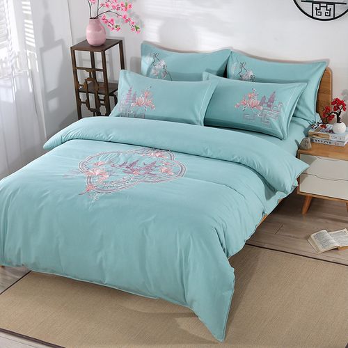 2020年 经典高档刺绣  纯棉老粗布四件套 全棉粗布床品套件4件套