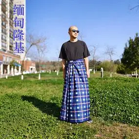 缅甸服装男士隆基裙子沙滩旅游度假休闲表演纯棉夏季民族传统服饰