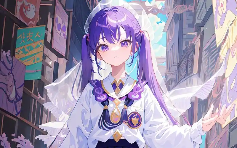 可爱的紫发少女