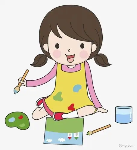卡通女孩画画